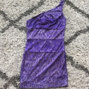 Bebe Purple One Shoulder Lace Dress Size Small